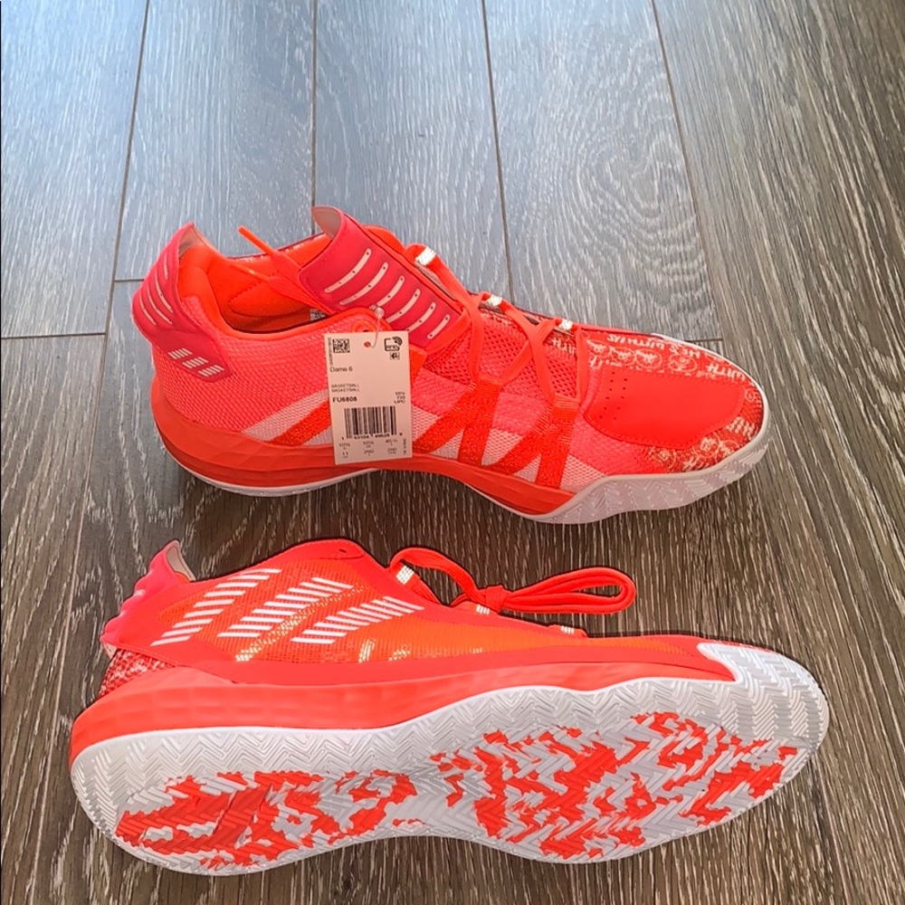 ✅SOLD✅Adidas Dame 6 Sneakers Neon Solar Red 11 - Picture 1 of 4